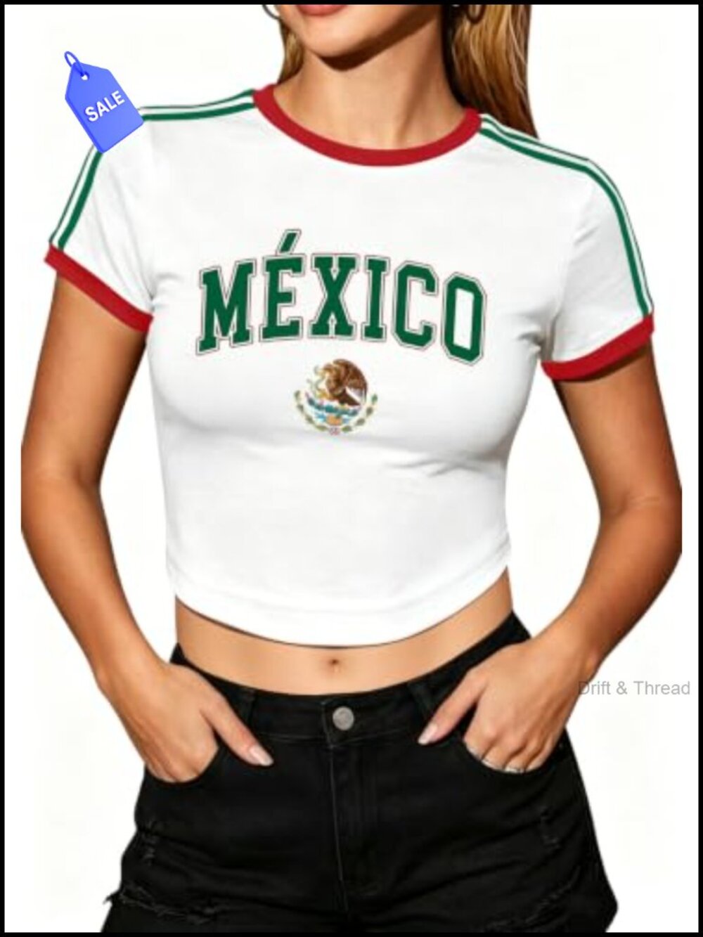 Mexico Graphic Crop Tee Casual Short Sleeve Women's Top